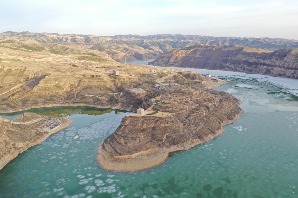 山西境内老牛湾黄河峡谷的航拍景色